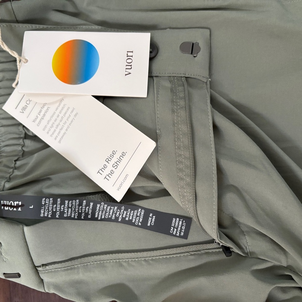 VUORI Villa Trouser-LAUREL GREEN SIZE LARGE NWT